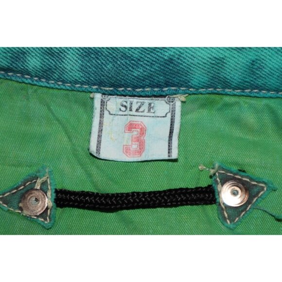 Vintage 90s Major Damage Turquoise Denim Jacket Men’s XL Hong Kong Hip Hop Rave - Picture 3 of 12